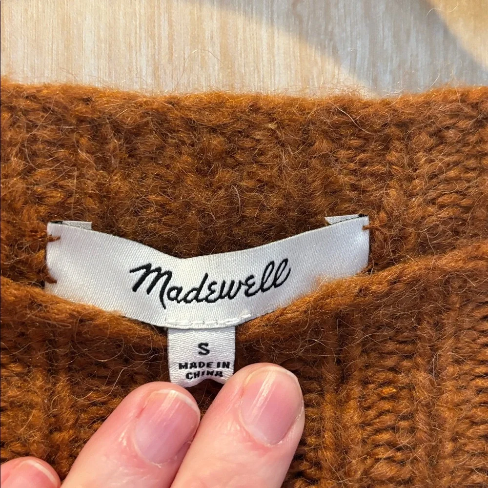 Madewell Cable Knit Sweater Alpaca Blend Brown Size Small - Picture 6 of 7